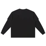 Solid Color Mock Layered Sleeves Sweatshirt