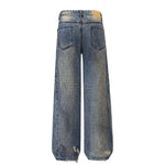 Vintage Distressed Ripped Relaxed-Straight Jeans