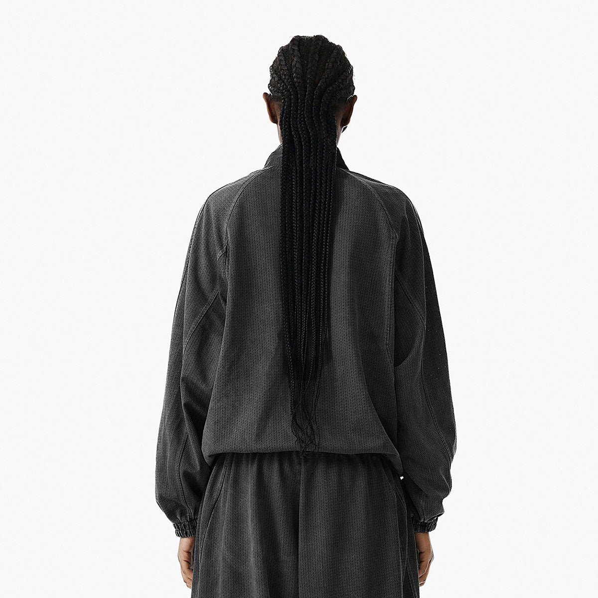 Lightweight Mesh Stand Collar Elastic Hem Zip Jacket