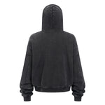 Vintage Washed Oversized Zip Up Distressed Hoodie