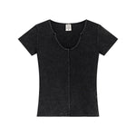 Fitted Rib-Knit V Neck T-Shirt 8.2oz