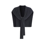 Front Tie Ribbed Knit Shoulder Wrap
