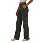 Mid Rise Pockets Straight Leg Casual Cargo Jeans