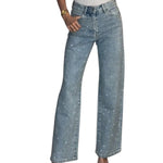 Y2K High WaistedStretch Rhinestone Wide Leg Jeans