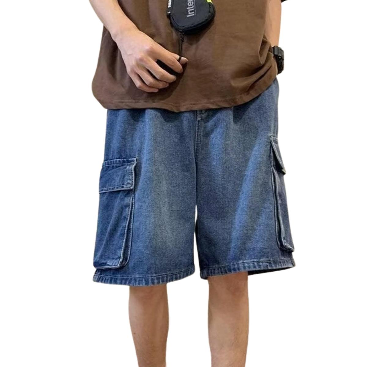 Men’s Baggy Ripped Cargo Denim Jorts