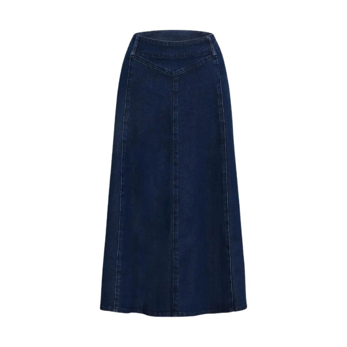 High-Waisted Flowy A-Line Long Denim Maxi Skirt
