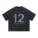 X-Ray Print Number Twelve Black Graphic Oversized Tee