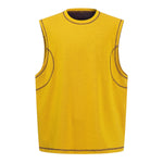 Contrast Stitching Sleeveless Crew Neck Casual Sport Tee