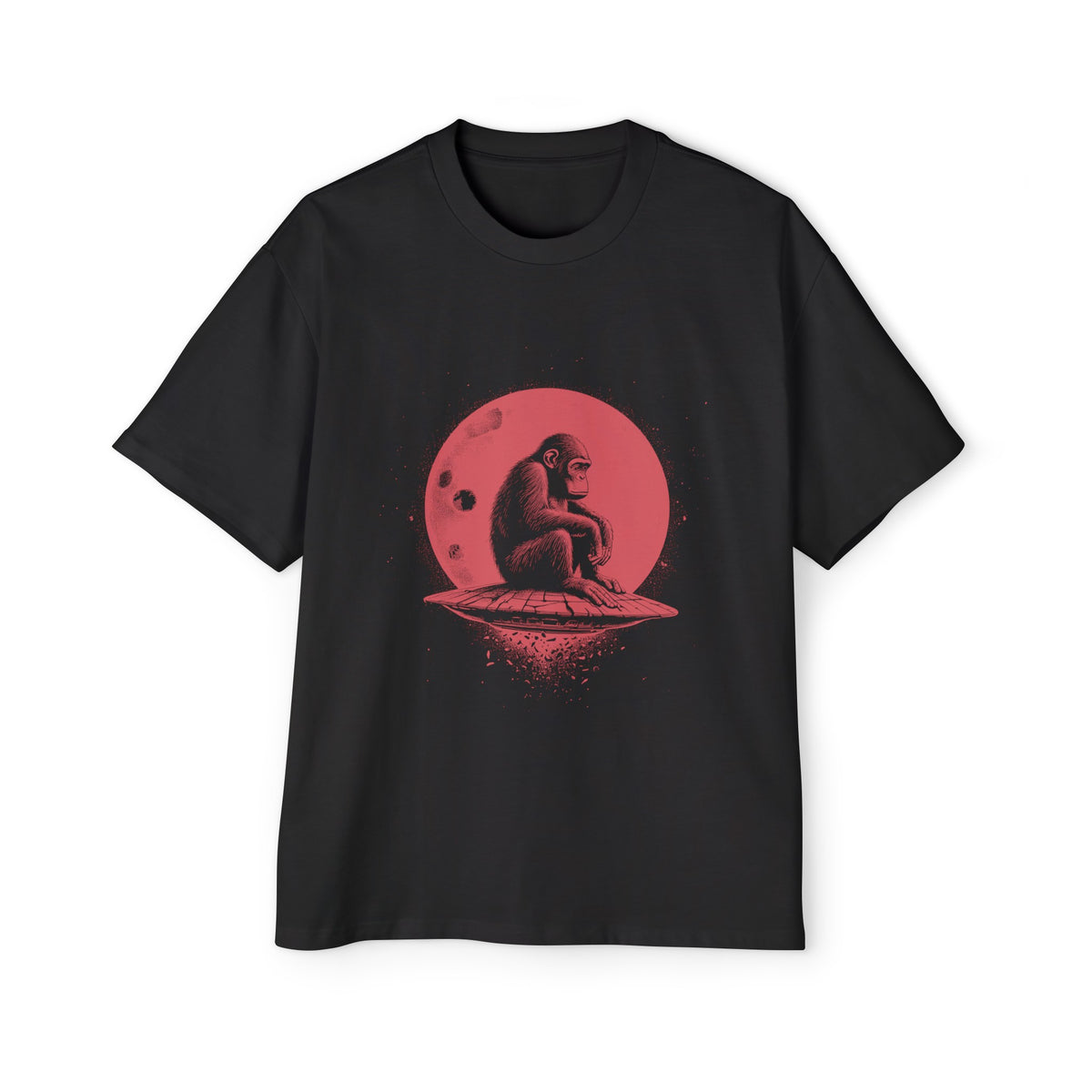 Lonely Monkey Sitting On UFO Graphic Tee-INNBLAC Fashion Apparel