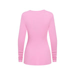 Asymmetric Neck Long Sleeve Ribbed Top