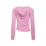 Ruched Fitted Long Sleeve Hoodie Top
