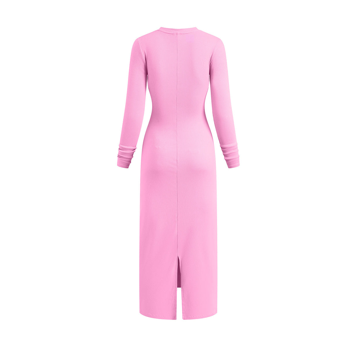 Slim Fit Long Sleeves Ribbed Midi Dress