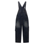 Embroidery Patchwork Denim Cargo Overalls