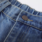 Grungy Wash Ripped Hem Denim Bermuda Shorts