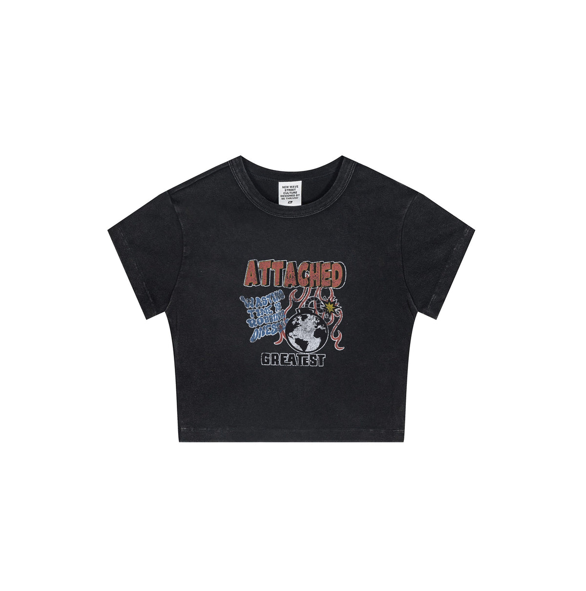 Cap Sleeves Graphic Crop Top-INNBLAC Fashion Apparel