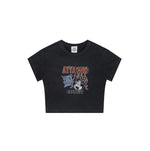 Cap Sleeves Graphic Crop Top-INNBLAC Fashion Apparel