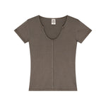 Fitted Rib-Knit V Neck T-Shirt 8.2oz