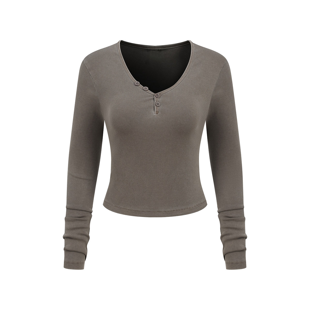 Long-Sleeve Ribbed Henley Top 8.25oz