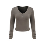 Long-Sleeve Ribbed Henley Top 8.25oz