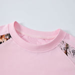 Pink Camo Raglan Sleeve Nature Print Casual Tee