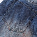 Faded Wash Distressed Baggy Frayed-Hem Jeans