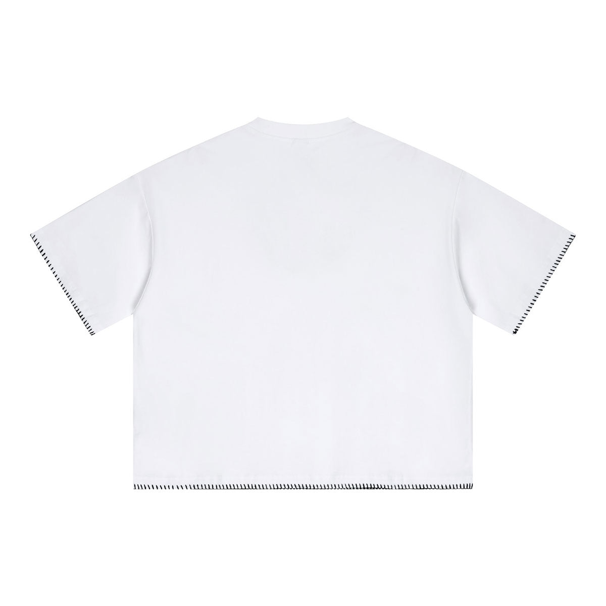 Oversized Minimal Tee Raw Edge Contrast Stitching