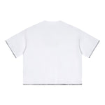 Oversized Minimal Tee Raw Edge Contrast Stitching