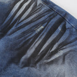 Grungy Wash Ripped Hem Denim Bermuda Shorts