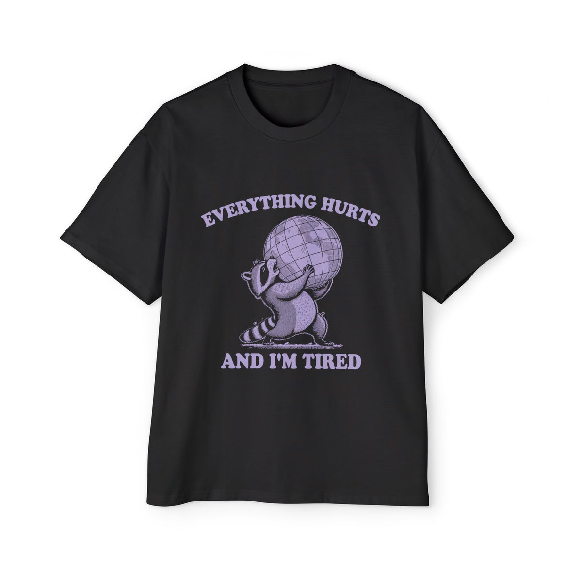 Raccoon Lifting Heavy Globe Graphic Tee-INNBLAC Fashion Apparel