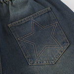 Elastic Waist Star Applique Bermuda Shorts