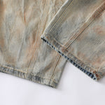 Muddy Wash Panel Stitching Barrel-Leg Jeans