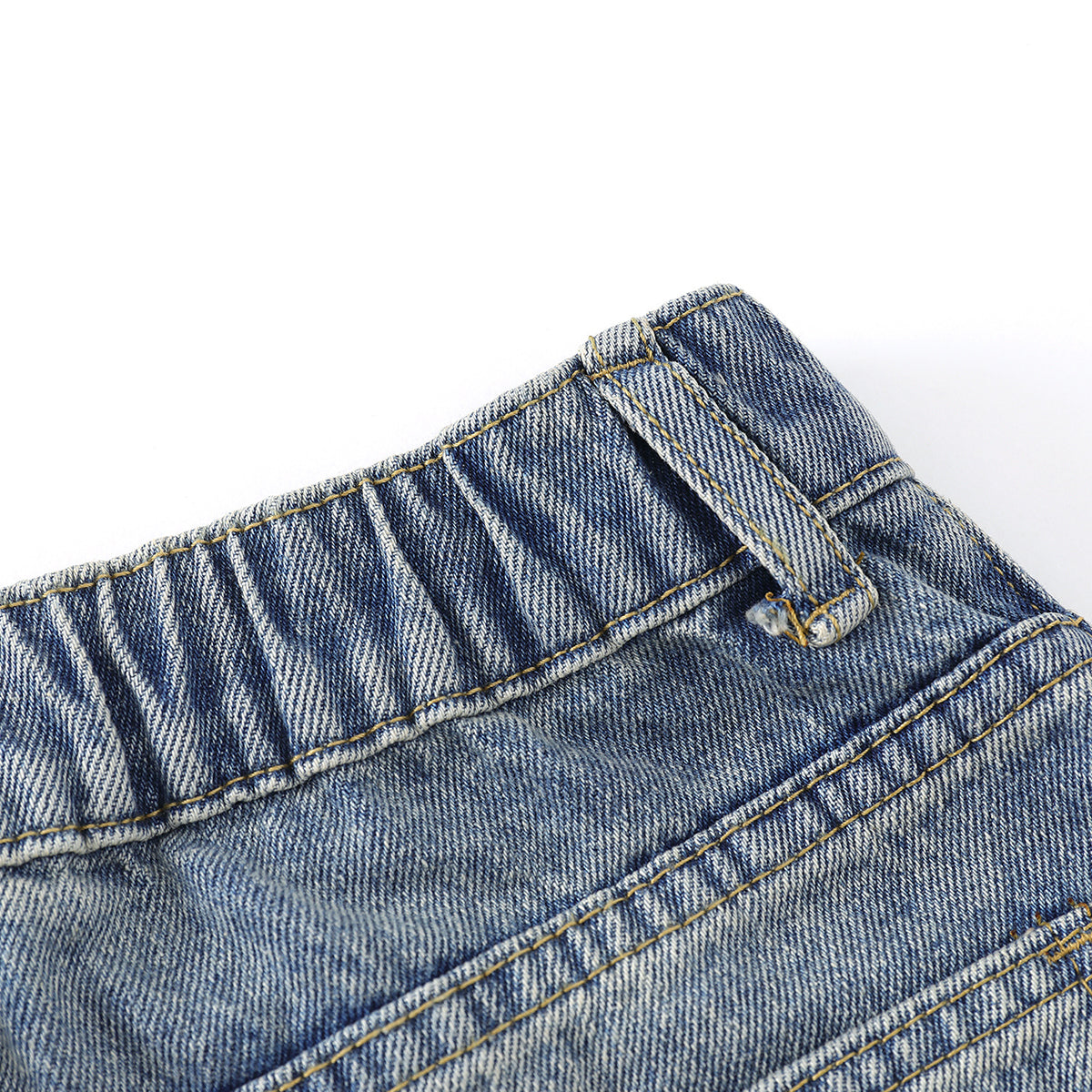 Washed Faded Dog-Embroidered Barrel-Leg Jeans