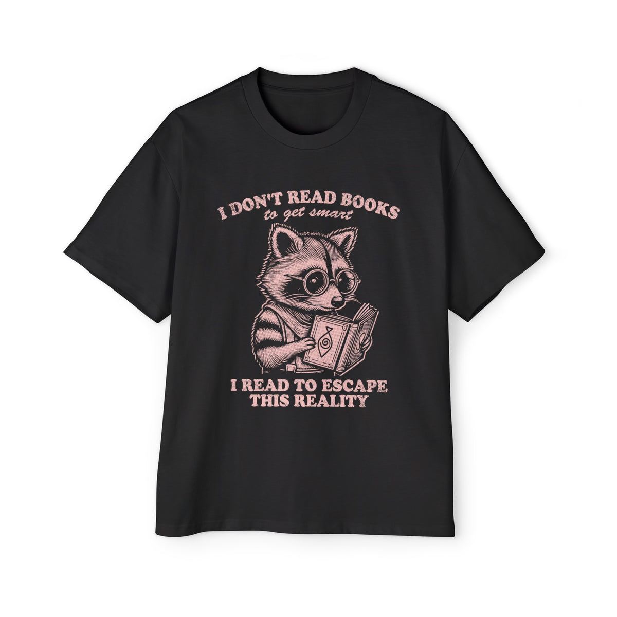 Raccoon Read Book Escape Reality Graphic Tee-INNBLAC Fashion Apparel