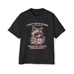 Raccoon Read Book Escape Reality Graphic Tee-INNBLAC Fashion Apparel