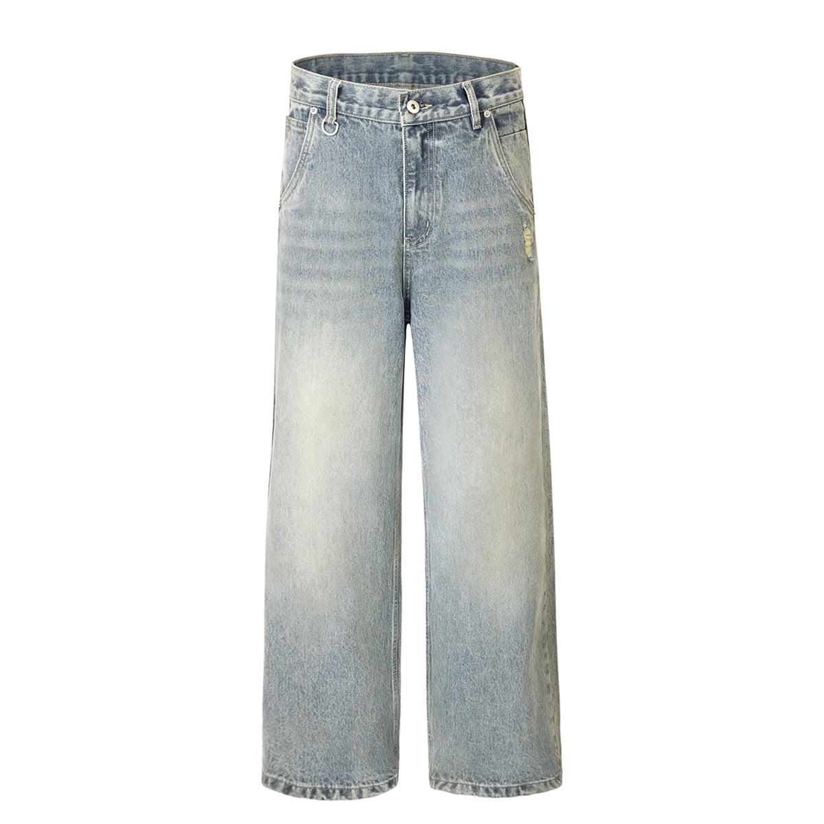 Classic Faded Blue Distressed Denim Pants