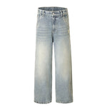 Classic Faded Blue Distressed Denim Pants