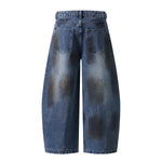 Retro Painted Barrel-Leg Denim Pants