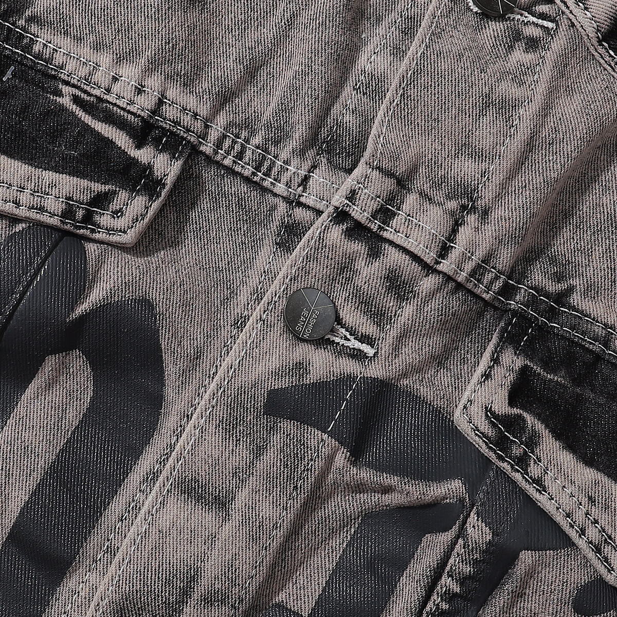 "BODY" Graphic Distressed Denim Jacket