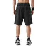 Double Waistband Snow Washed Distressed Shorts
