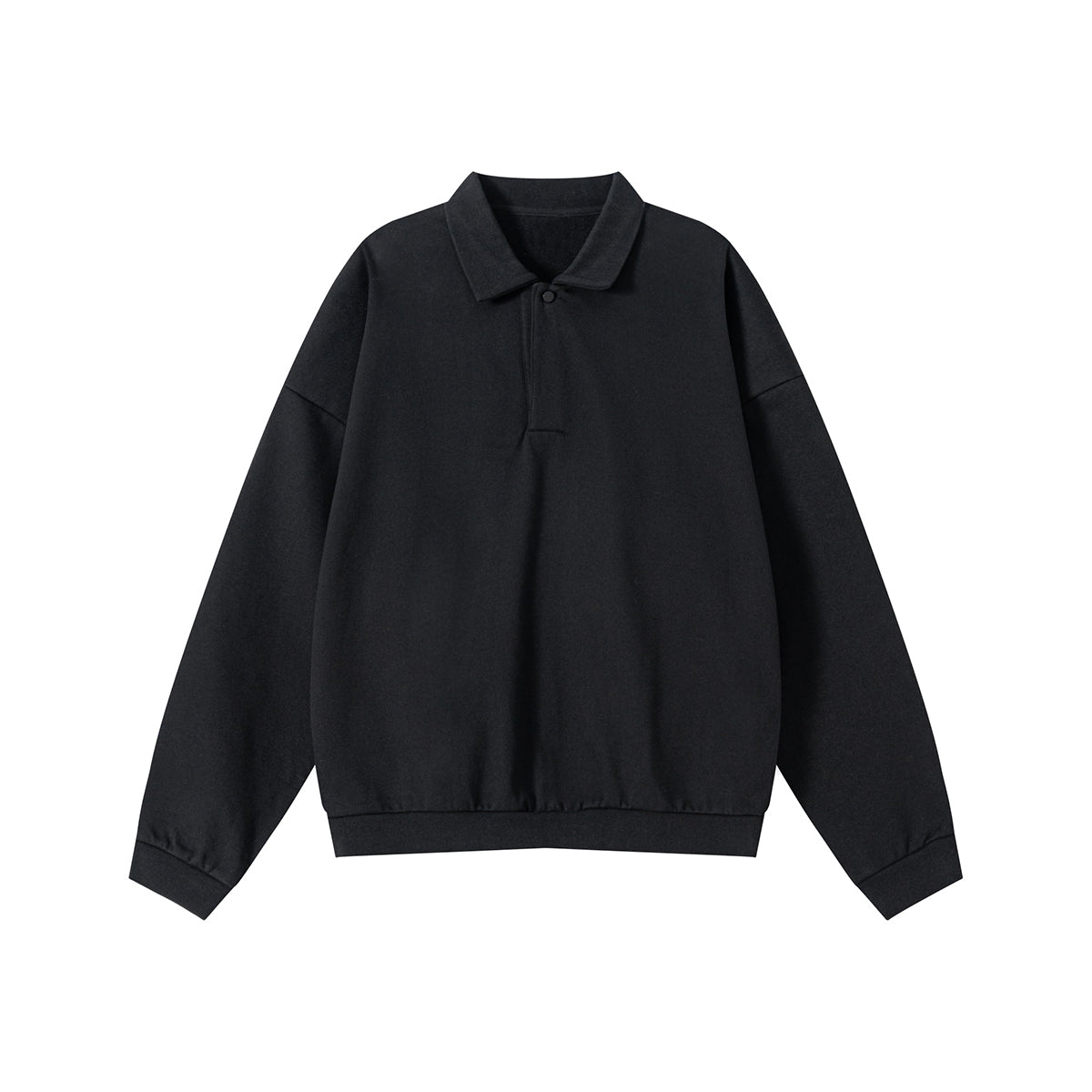 Relaxed Fit Solid Color Polo Neck Sweatshirt