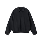 Relaxed Fit Solid Color Polo Neck Sweatshirt