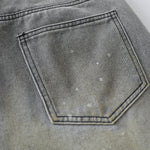 Splash Print Distressed Wash Denim Bermuda Shorts