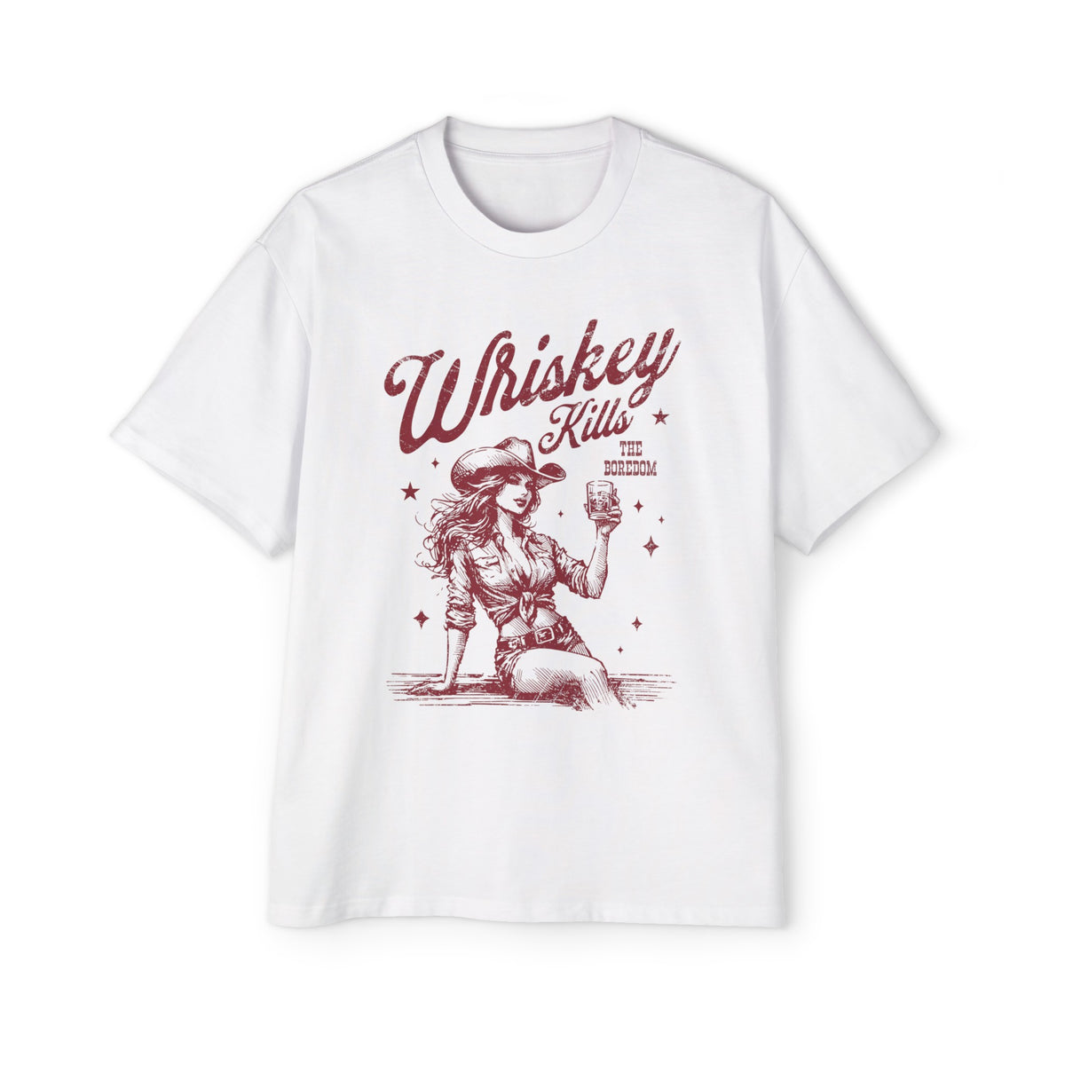 Whiskey Kills The Boredom Cowgirl Graphic Tee-INNBLAC Fashion Apparel