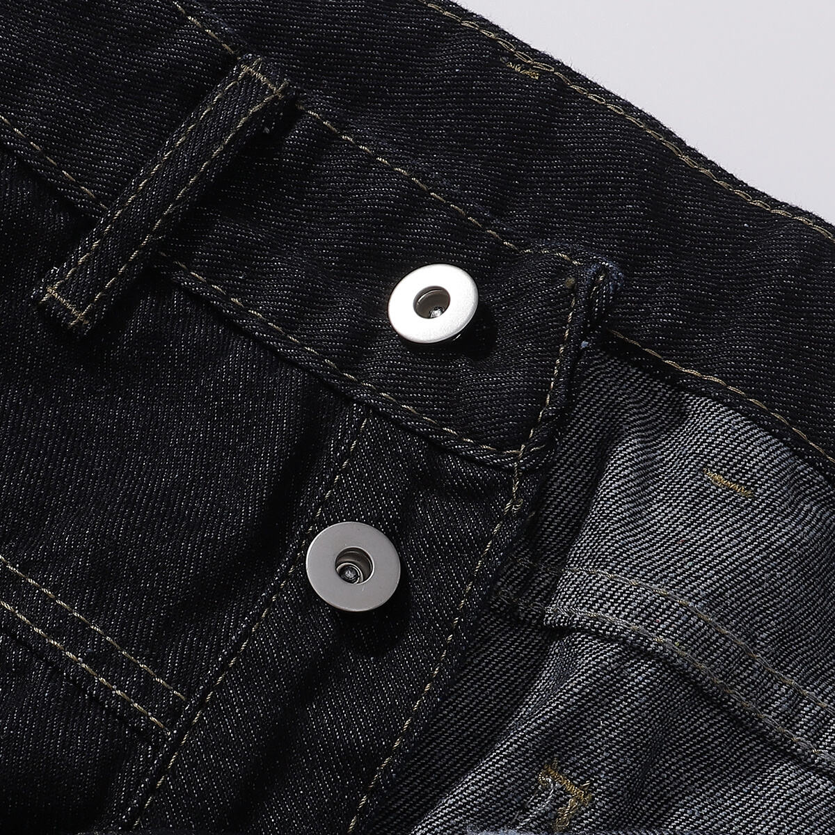 Curved Button Fly Wide-Leg Jeans