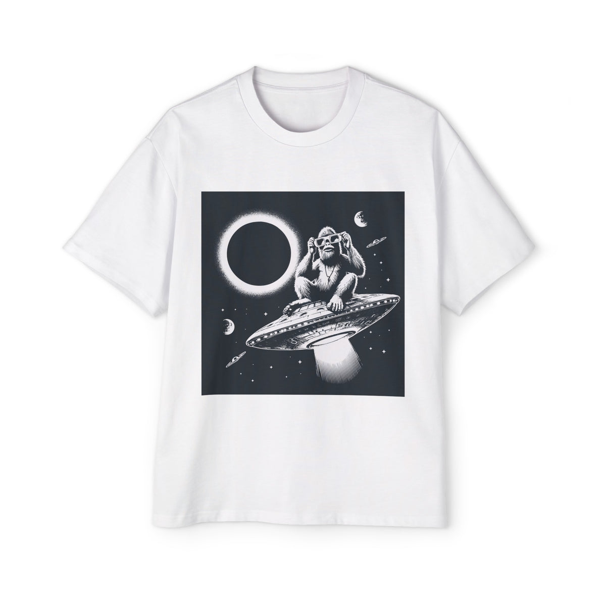 Monkey UFO Total Solar Eclipse Graphic Tee-INNBLAC Fashion Apparel
