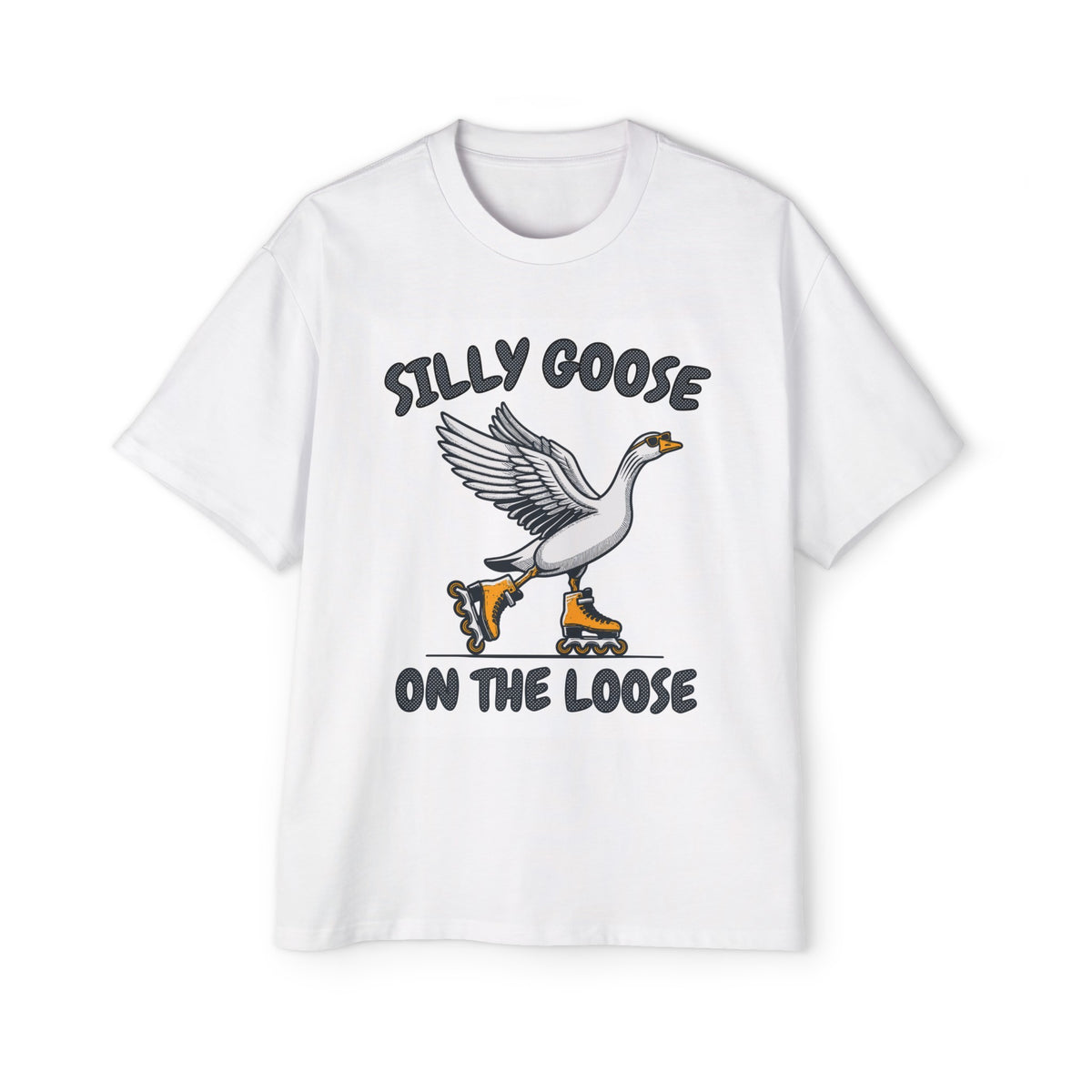 Goose Playing Retro Rollerblade Graphic Tee-INNBLAC Fashion Apparel