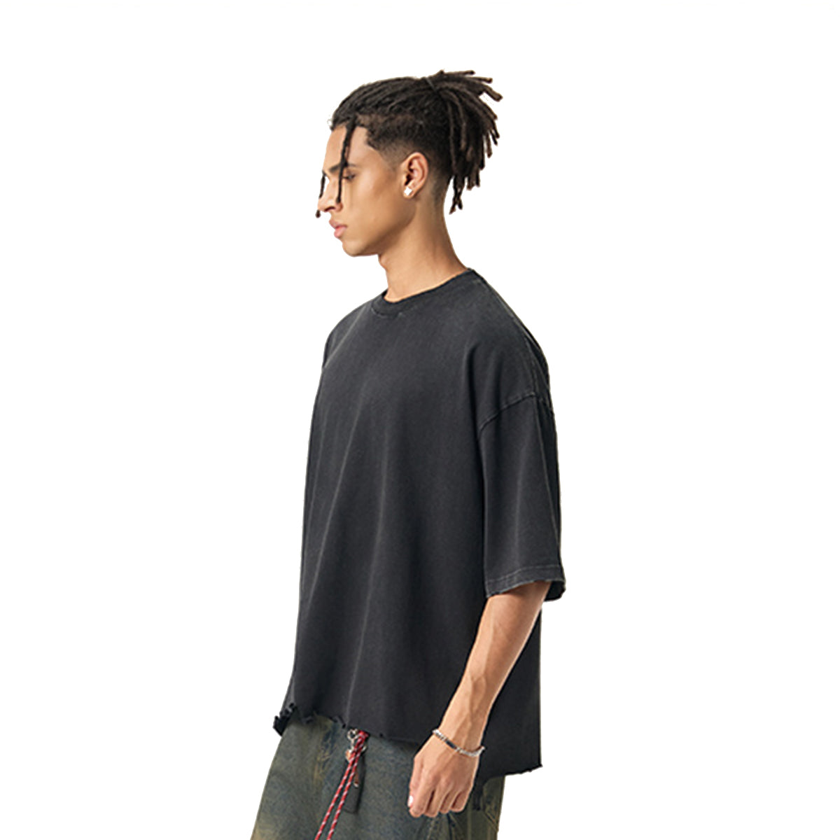 Distressed Oversized Raw Hem Tee