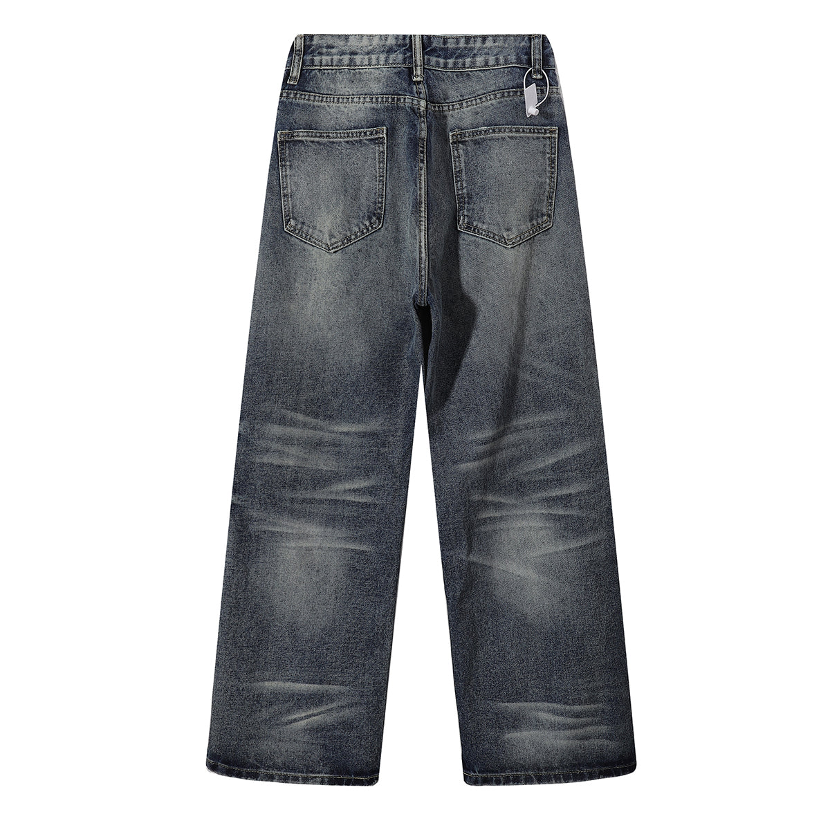 Vintage Washed Distressed Light Blue Wide Jeans