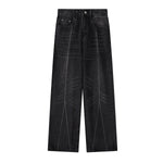 Wide Leg Pinstripe Detail Denim Jeans