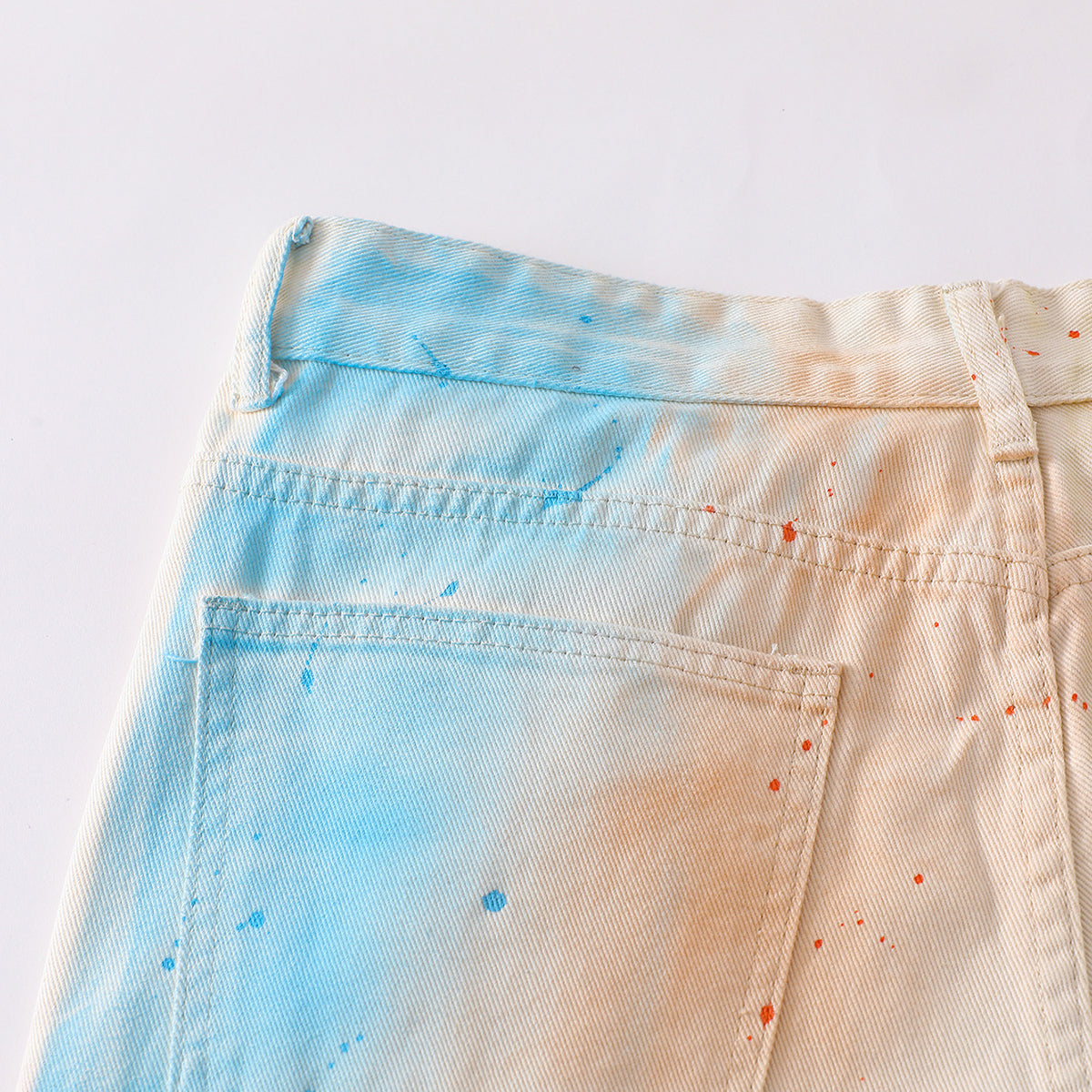 Artistic Paint-Splatter Wide-Leg Jeans